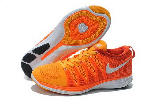 Nike Flyknit Lunar Ii 2 Womens Running Shoes All Orange White New Online Shop